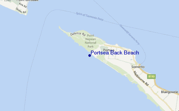 mapa de localização de Portsea Back Beach