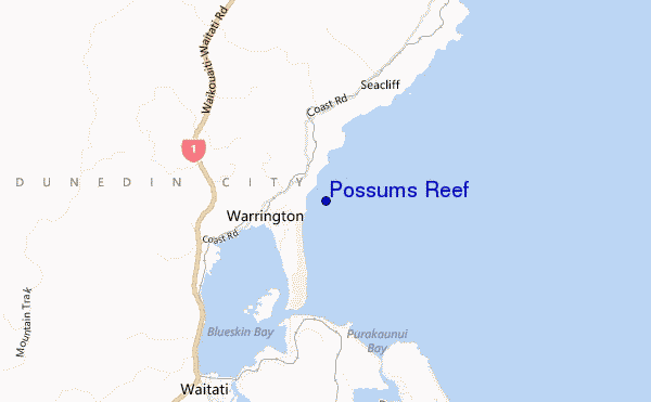 mapa de localização de Possums Reef