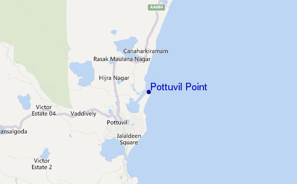 mapa de localização de Pottuvil Point