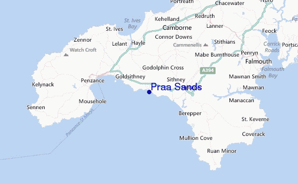 Praa Sands Location Map