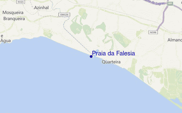 mapa de localização de Praia da Falésia