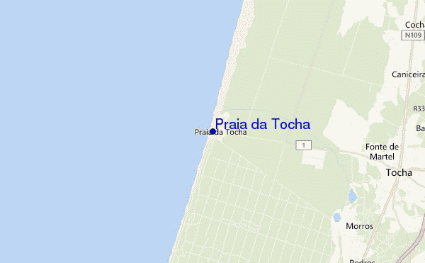 mapa de localização de Praia da Tocha