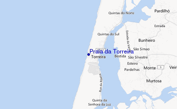mapa de localização de Praia da Torreira
