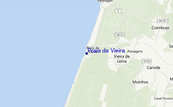 mapa de localização de Praia da Vieira