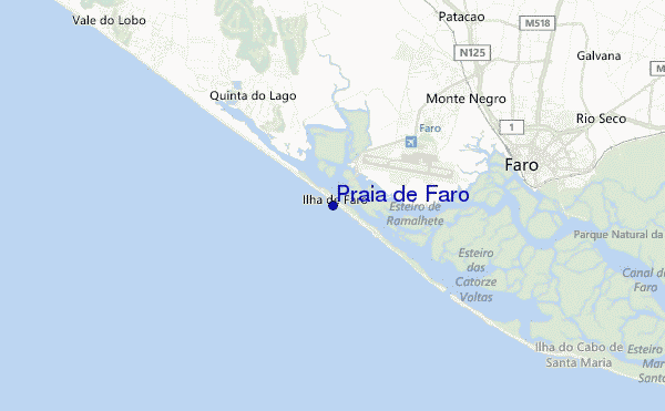 mapa de localização de Praia de Faro