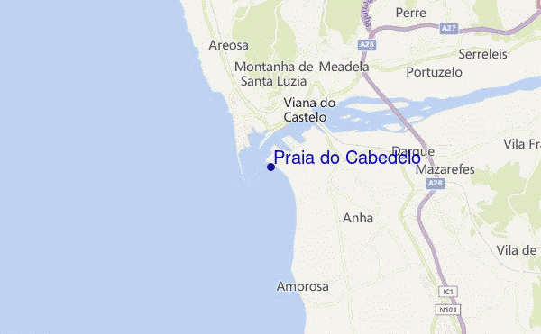 mapa de localização de Praia do Cabedelo