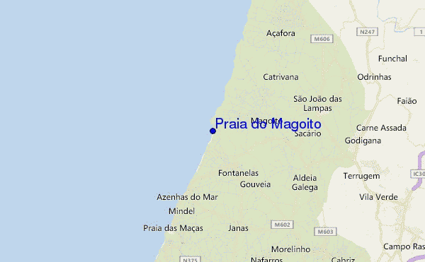 mapa de localização de Praia do Magoito