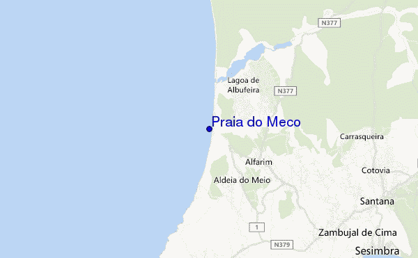 mapa de localização de Praia do Meco