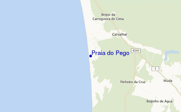 mapa de localização de Praia do Pego