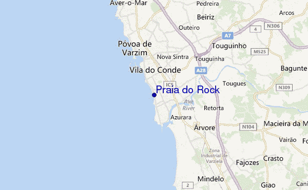 mapa de localização de Praia do Rock