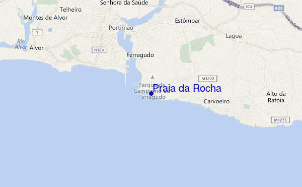 mapa de localização de Praia da Rocha