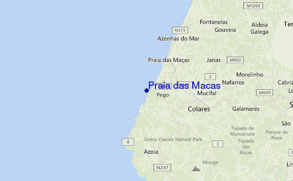 mapa de localização de Praia das Macas