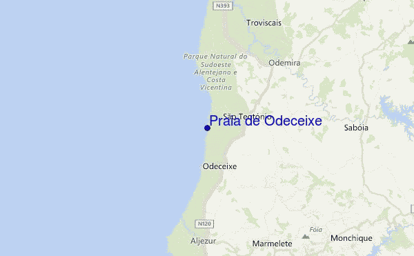 Praia de Odeceixe Location Map