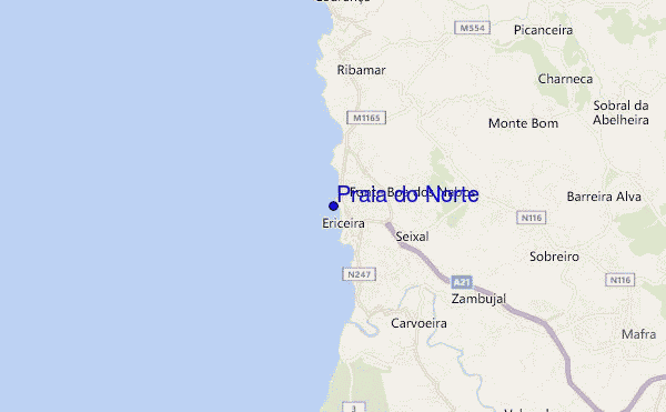 mapa de localização de Praia do Norte