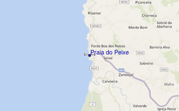 mapa de localização de Praia do Peixe