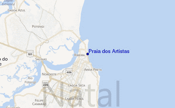 mapa de localização de Praia dos Artistas
