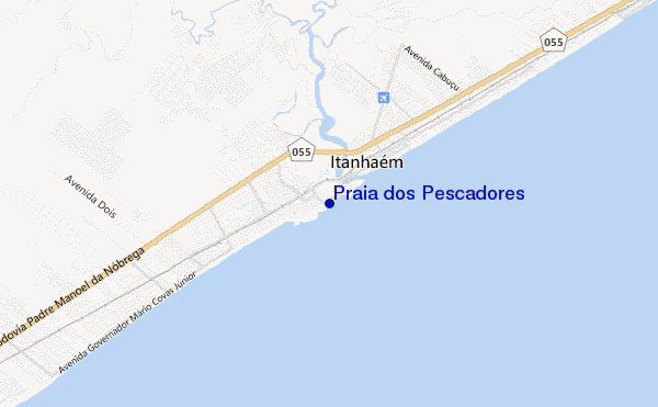 mapa de localização de Praia dos Pescadores