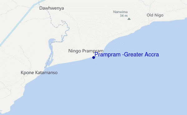 mapa de localização de Prampram (Greater Accra)