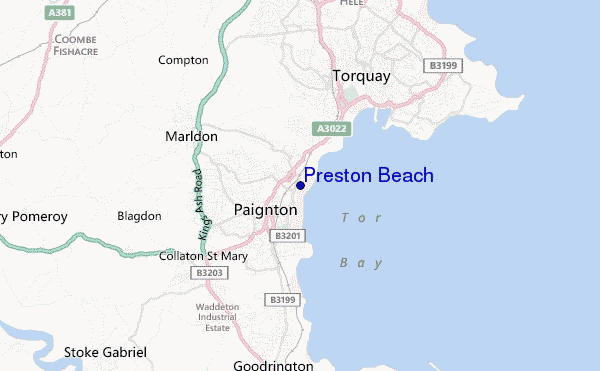 mapa de localização de Preston Beach