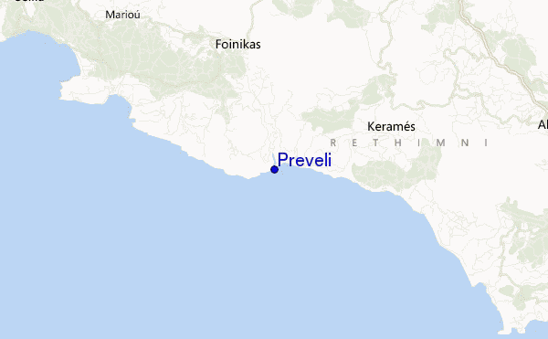 mapa de localização de Preveli