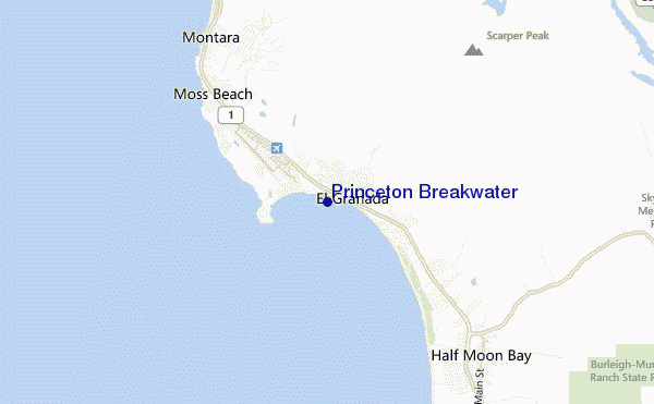 mapa de localização de Princeton Breakwater
