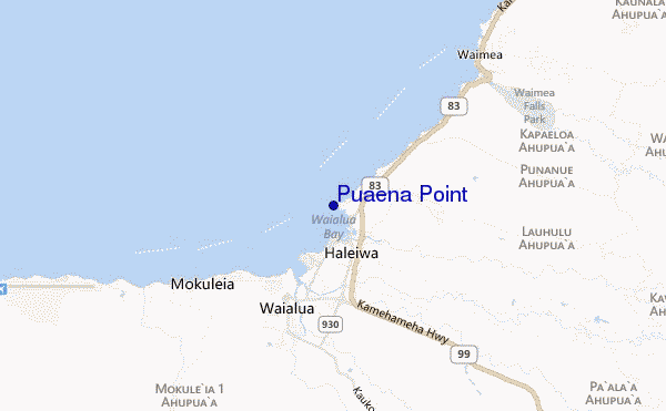 mapa de localização de Puaena Point