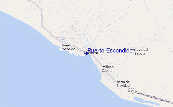 mapa de localização de Puerto Escondido