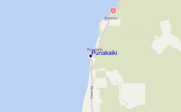 mapa de localização de Punakaiki