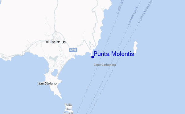 mapa de localização de Punta Molentis
