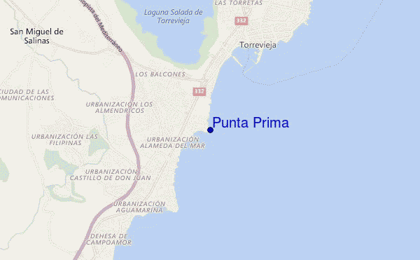 mapa de localização de Punta Prima