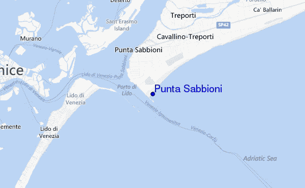 mapa de localização de Punta Sabbioni