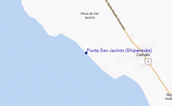 mapa de localização de Punta San Jacinto (Shipwrecks)
