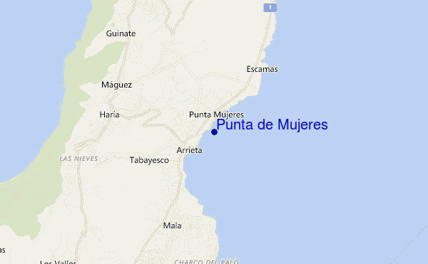mapa de localização de Punta de Mujeres
