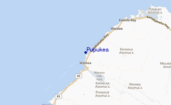 mapa de localização de Pupukea
