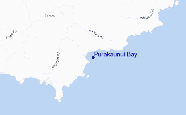 mapa de localização de Purakaunui Bay