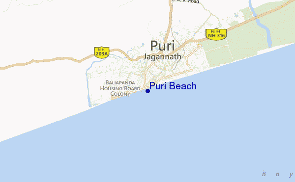 mapa de localização de Puri Beach