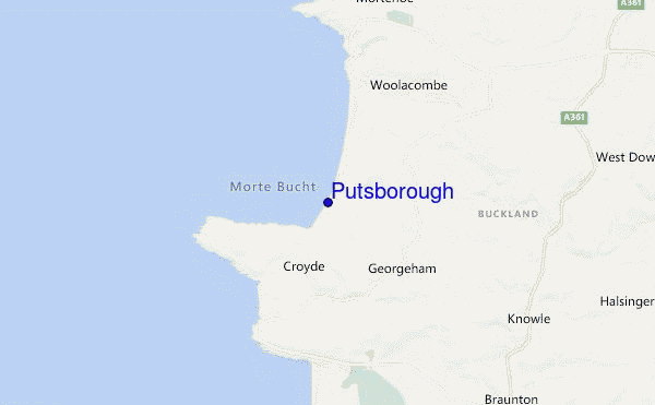 mapa de localização de Putsborough