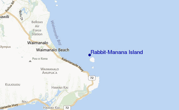 mapa de localização de Rabbit/Manana Island