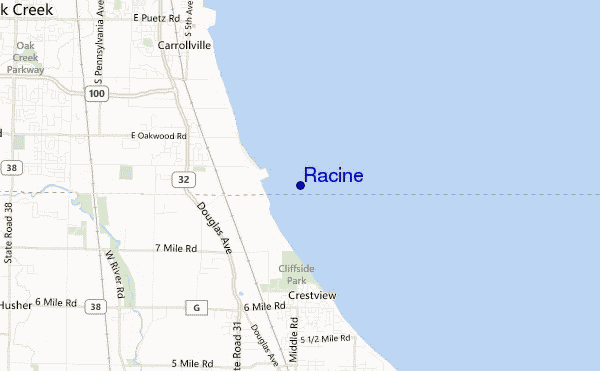 mapa de localização de Racine