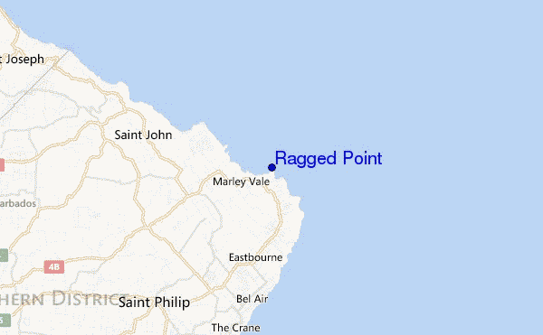 mapa de localização de Ragged Point