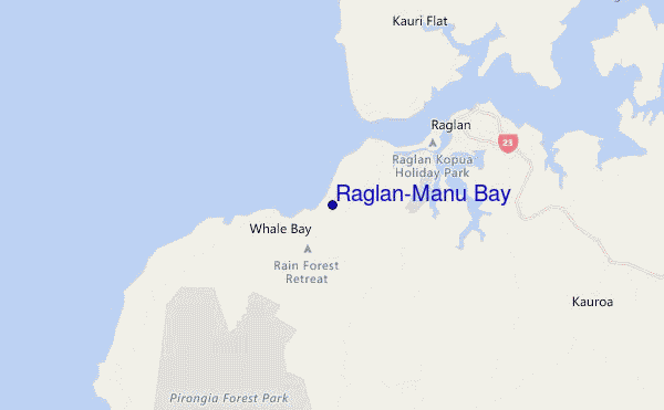 mapa de localização de Raglan-Manu Bay