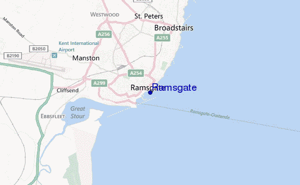 mapa de localização de Ramsgate