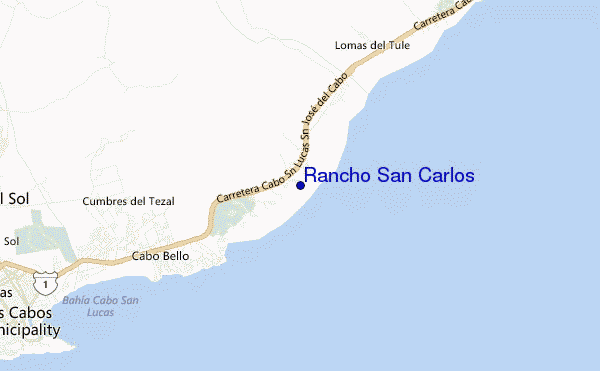 mapa de localização de Rancho San Carlos