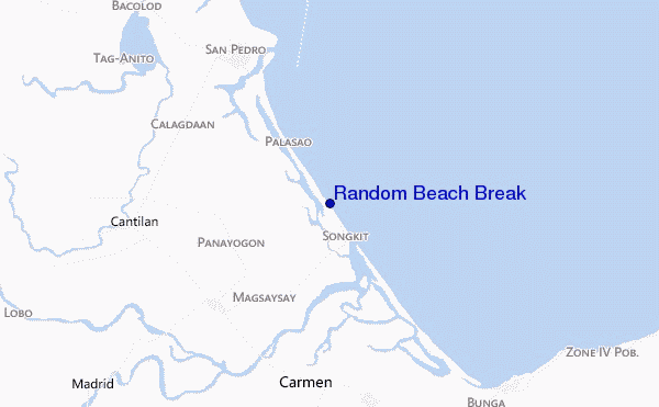 mapa de localização de Random Beach Break
