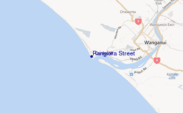 mapa de localização de Rangiora Street