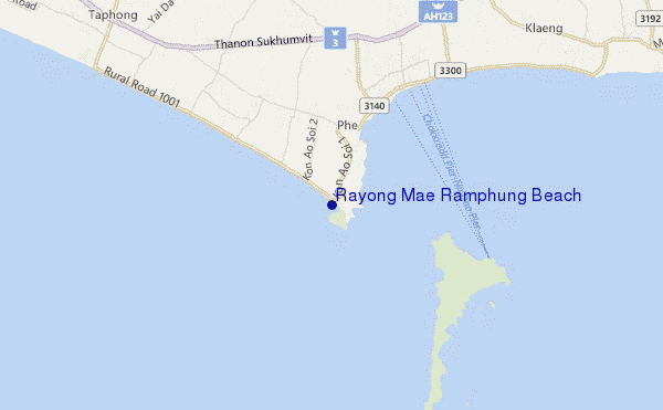 mapa de localização de Rayong Mae Ramphung Beach