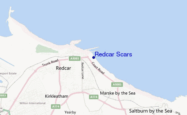 mapa de localização de Redcar Scars
