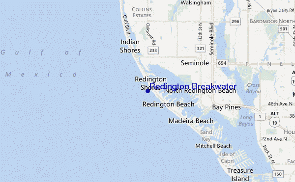 mapa de localização de Redington Breakwater