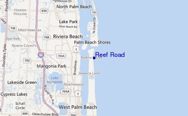 mapa de localização de Reef Road
