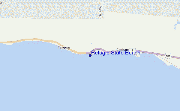 mapa de localização de Refugio State Beach